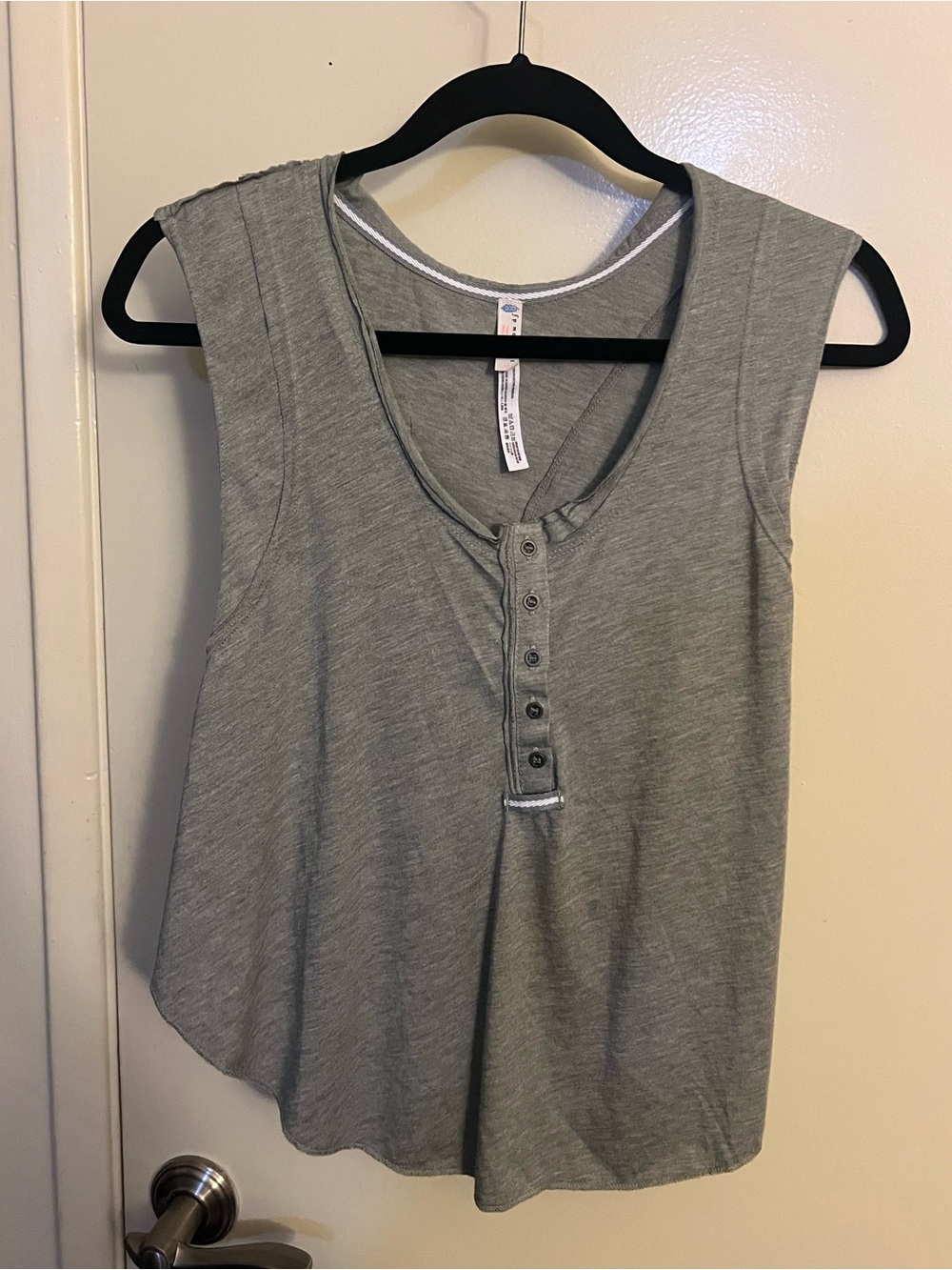 Free People Heather Gray Sleeveless Henley Tank